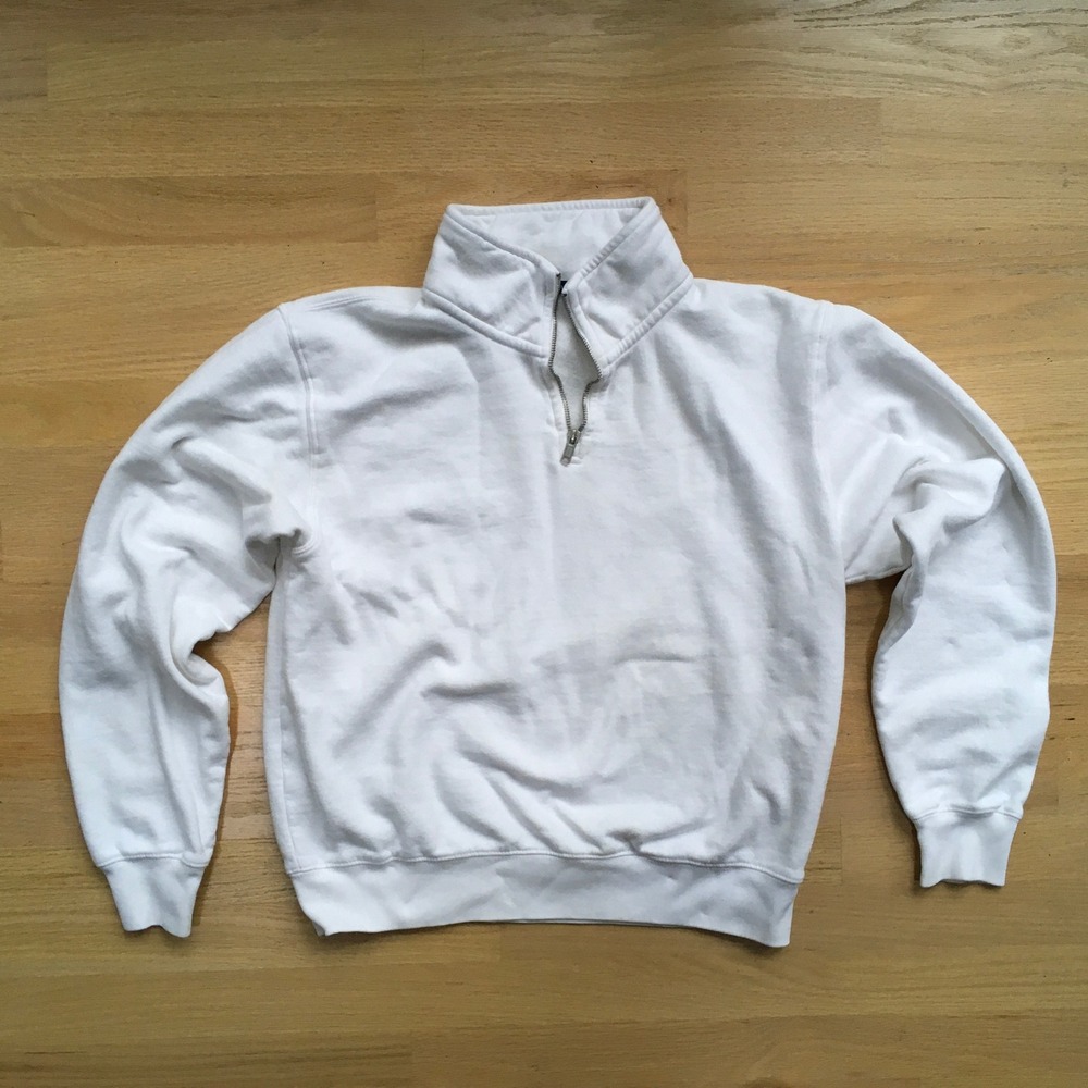 Brandy Melville White Quarter Zip Pullover Sweatshirt MW878-Z087XS